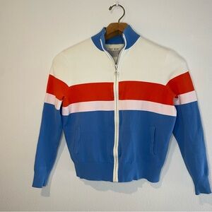 Tory Burch Tory Sport Colorblock RetroTrack Jacket Preppy Athleisure Women sz M